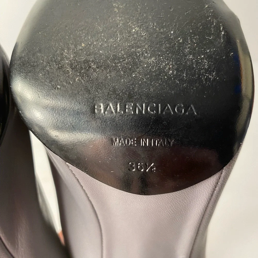 Balenciaga open toe mules sandals heels leather grey burgundy 36.5 - Picture 10 of 10